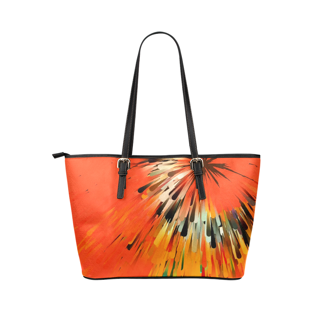 Orange Dream by Artdream Leather Tote Bag/Large (Model 1651)