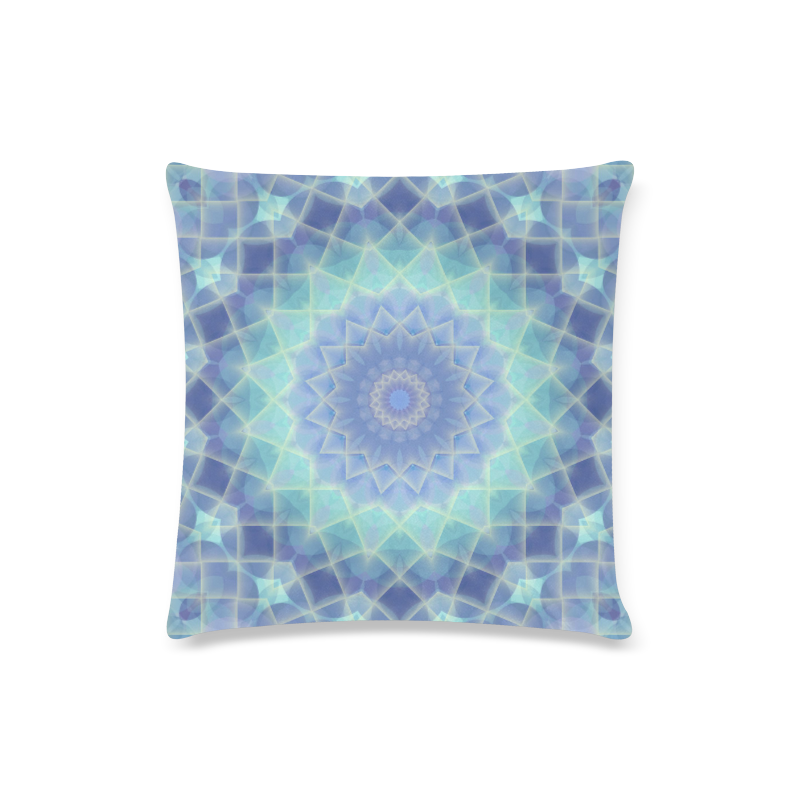 Blue and Turquoise Mosaic Custom Zippered Pillow Case 16"x16"(Twin Sides)
