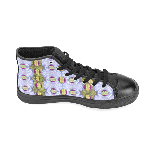 Soul Flowers in Gold and Shimmer Men’s Classic High Top Canvas Shoes /Large Size (Model 017)