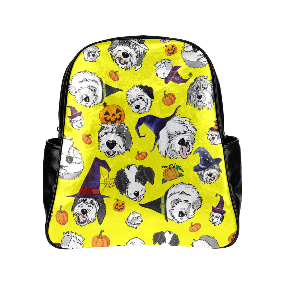 Halloween OES faces yellow copy Multi-Pockets Backpack (Model 1636)