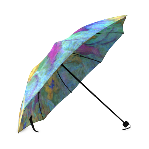 aqua flower grunge Foldable Umbrella (Model U01)