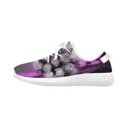 Sea and roses in purple Grus Women's Breathable Woven Running Shoes (Model 022)