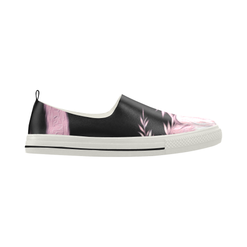 Pink Roses Apus Slip-on Microfiber Women's Shoes (Model 021) | ID: D666030