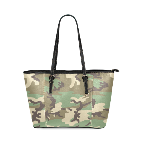 Woodland Camo Leather Tote Bag/Small (Model 1640) | ID: D664176
