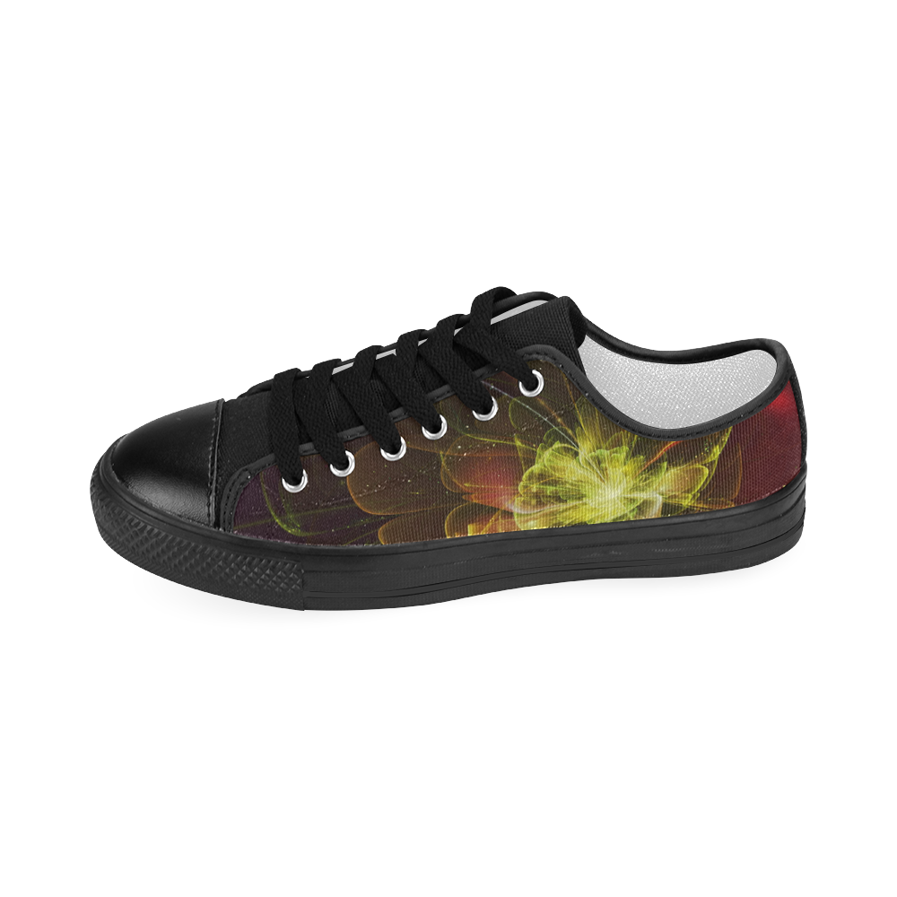 A  wonderful abstract fractal red yellow blossom Women's Classic Canvas Shoes (Model 018)