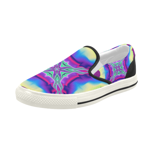 FRACTAL: Bohemian Fire Abstract Women's Slip-on Canvas Shoes (Model 019)