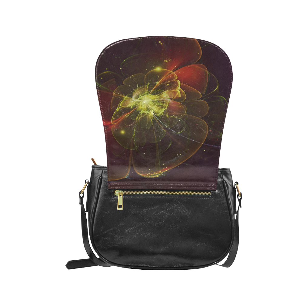 A  wonderful abstract fractal red yellow blossom Classic Saddle Bag/Large (Model 1648)