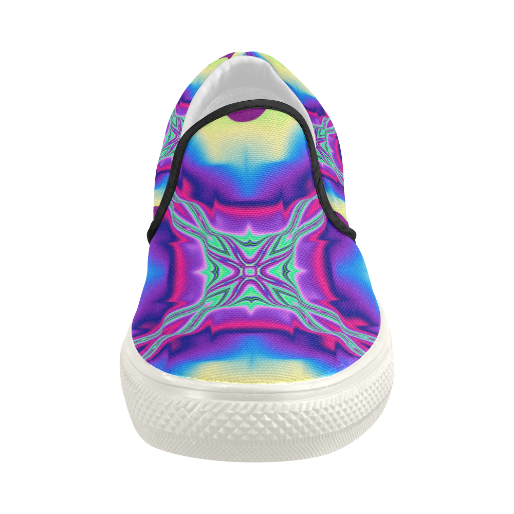 FRACTAL: Bohemian Fire Abstract Women's Slip-on Canvas Shoes (Model 019)