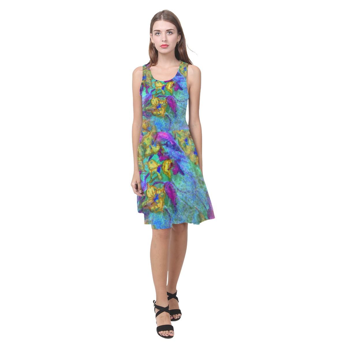 Blue Sky Floral by rokinronda Atalanta Casual Sundress(Model D04)