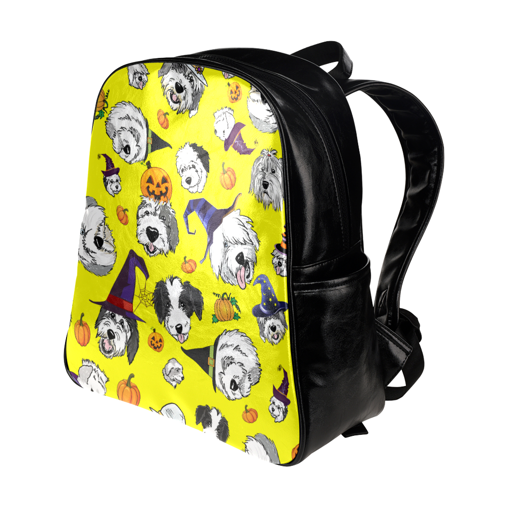 Halloween OES faces yellow copy Multi-Pockets Backpack (Model 1636)