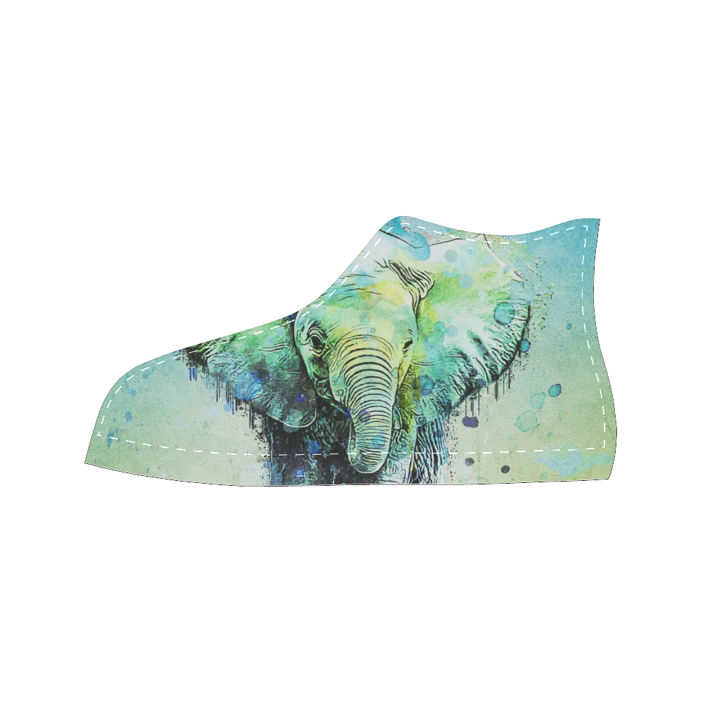 watercolor elephant Women's Classic High Top Canvas Shoes (Model 017)