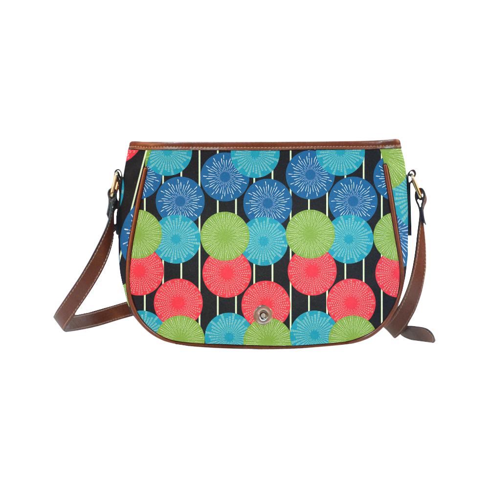Vibrant Retro Pattern Saddle Bag/Small (Model 1649) Full Customization