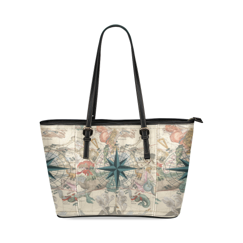 Compass, Cetus, Aries, Andromeda Leather Tote Bag/Small (Model 1640)