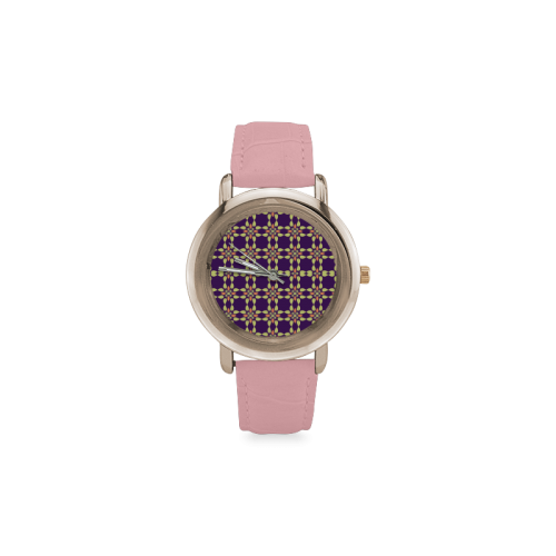 Purple Women's Rose Gold Leather Strap Watch(Model 201)