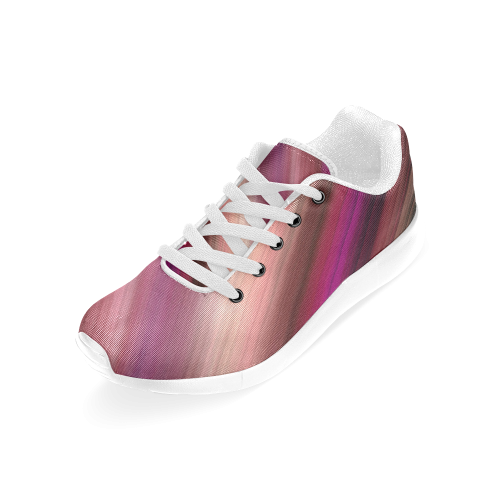 Pink Red Burgundy Gradient Diagonal Stripes Women’s Running Shoes (Model 020)