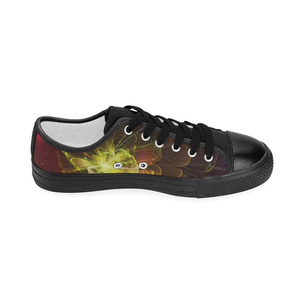 A  wonderful abstract fractal red yellow blossom Women's Classic Canvas Shoes (Model 018)