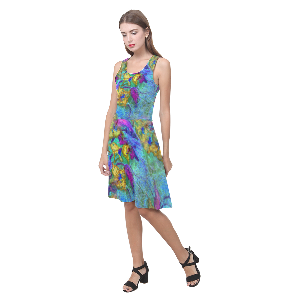 Blue Sky Floral by rokinronda Atalanta Casual Sundress(Model D04)