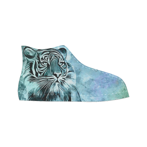 Watercolor Tiger Women's Classic High Top Canvas Shoes (Model 017)