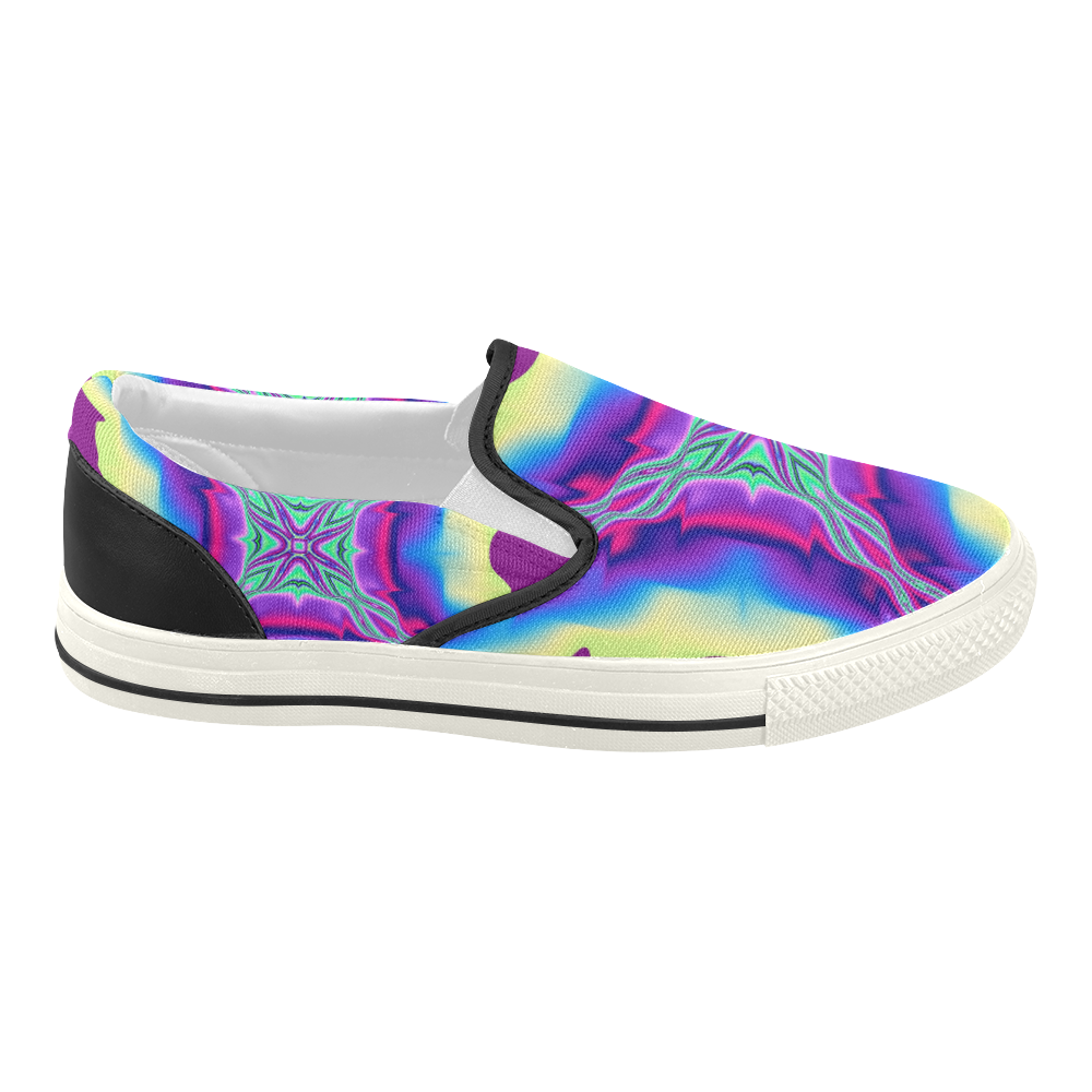 FRACTAL: Bohemian Fire Abstract Women's Slip-on Canvas Shoes (Model 019)