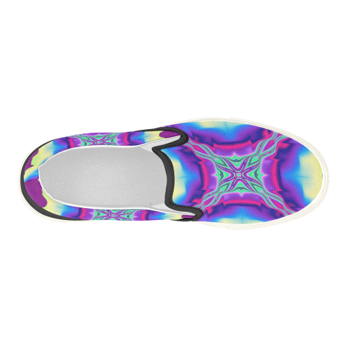 FRACTAL: Bohemian Fire Abstract Women's Slip-on Canvas Shoes (Model 019)