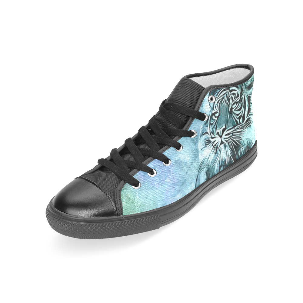 Watercolor Tiger Women's Classic High Top Canvas Shoes (Model 017)