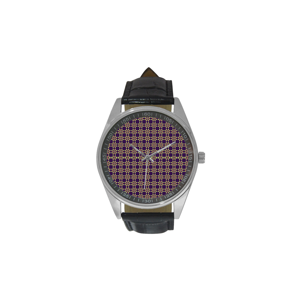 Purple Men's Casual Leather Strap Watch(Model 211)