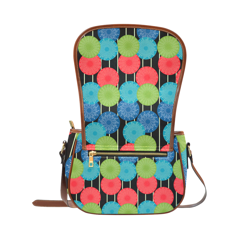 Vibrant Retro Pattern Saddle Bag/Large (Model 1649)