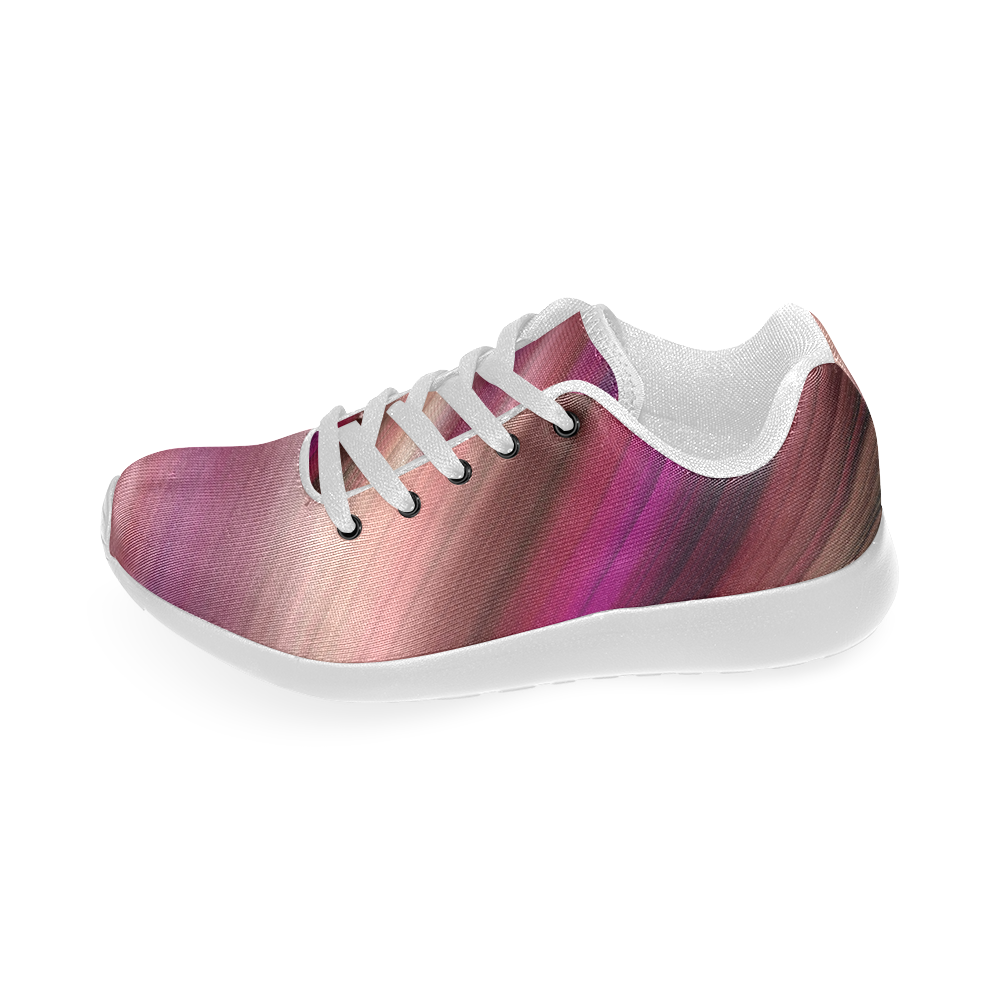 Pink Red Burgundy Gradient Diagonal Stripes Women’s Running Shoes (Model 020)