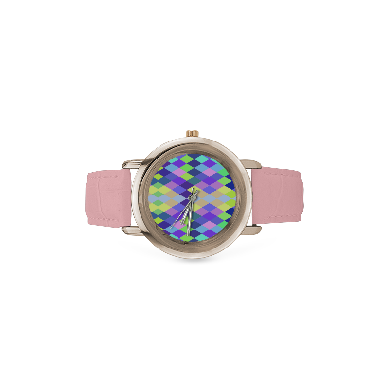 Abstract Women's Rose Gold Leather Strap Watch(Model 201)