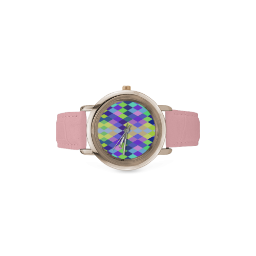 Abstract Women's Rose Gold Leather Strap Watch(Model 201)