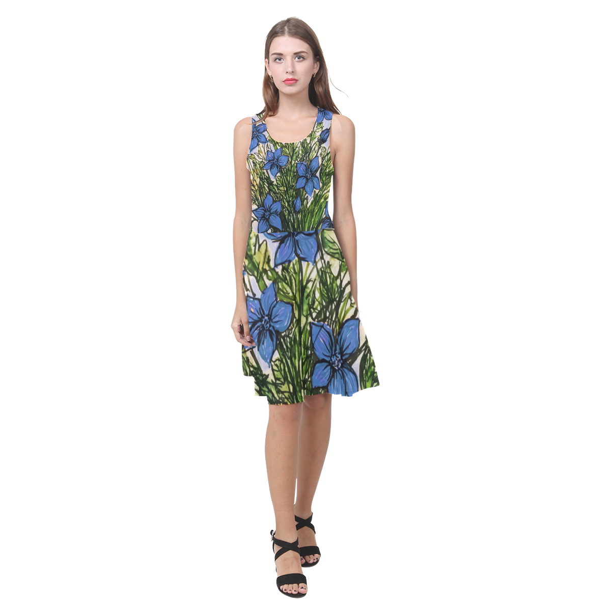 Cornflower Blues Atalanta Casual Sundress(Model D04)