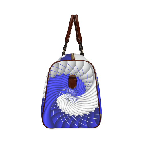 Blue Silver Beautiful Fractal Wave Waterproof Travel Bag/Large (Model 1639)