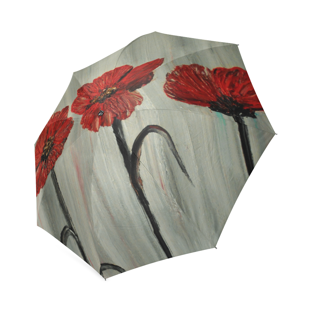 Painted Red Poppy Floral by rokinronda Foldable Umbrella (Model U01)