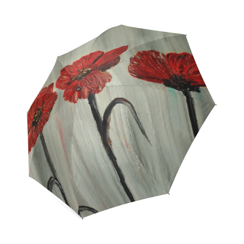 Painted Red Poppy Floral by rokinronda Foldable Umbrella (Model U01)