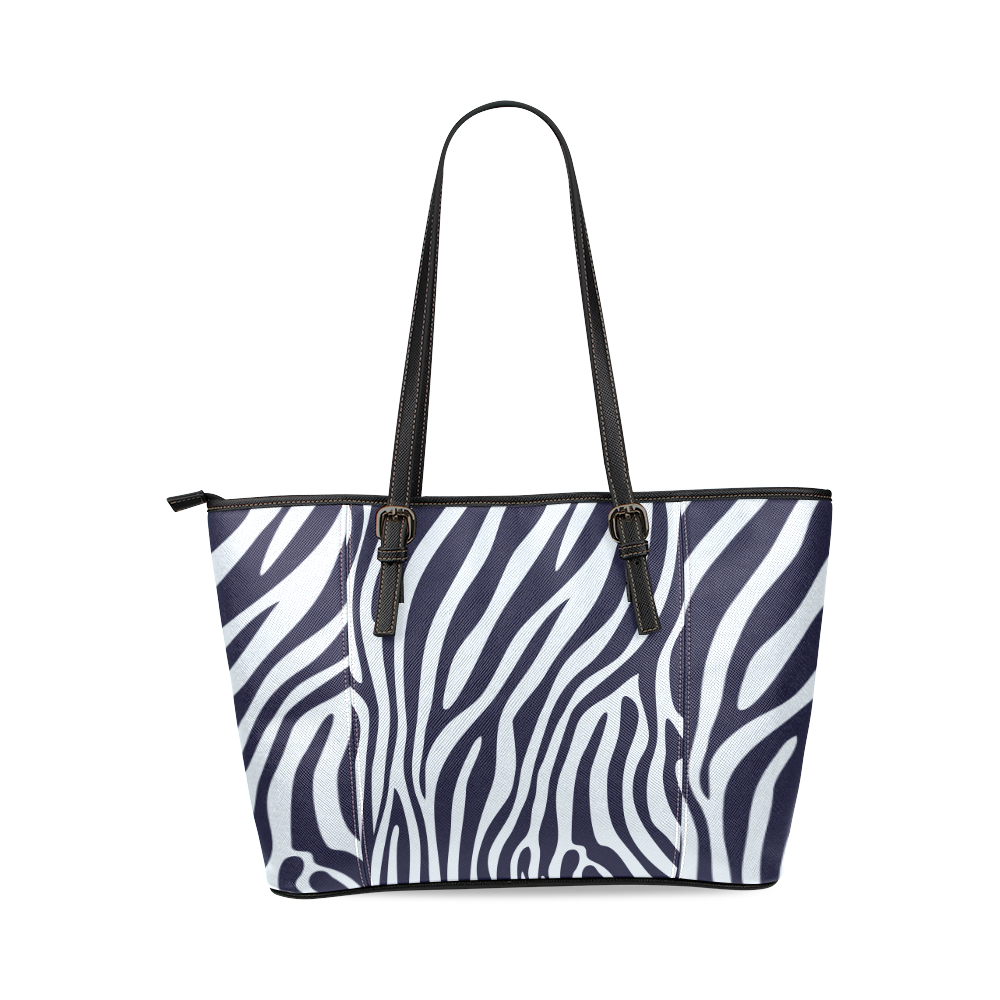 texture zebra Leather Tote Bag/Small (Model 1640)