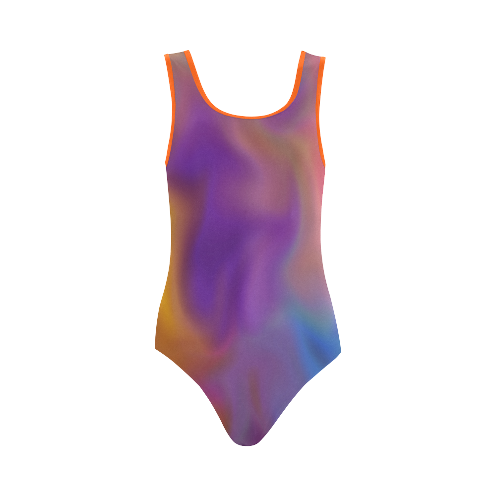 rainbow blobs Vest One Piece Swimsuit (Model S04)