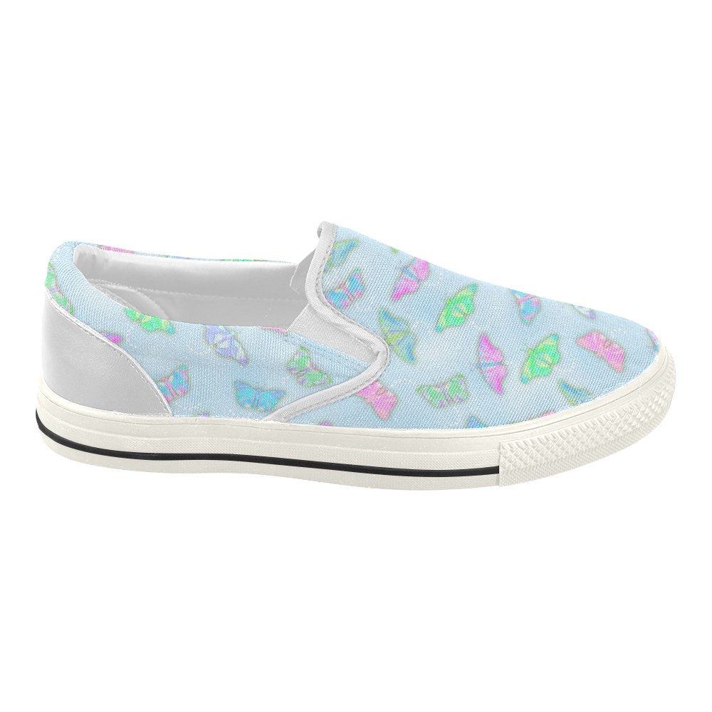 Pastel Color Butterfly Pattern by ArtformDesigns Women's Slip-on Canvas Shoes (Model 019)