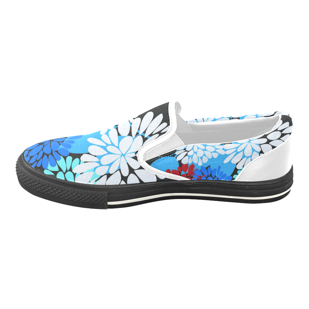 Cute Cool Abstract Winter Flowers Women's Unusual Slip-on Canvas Shoes (Model 019)