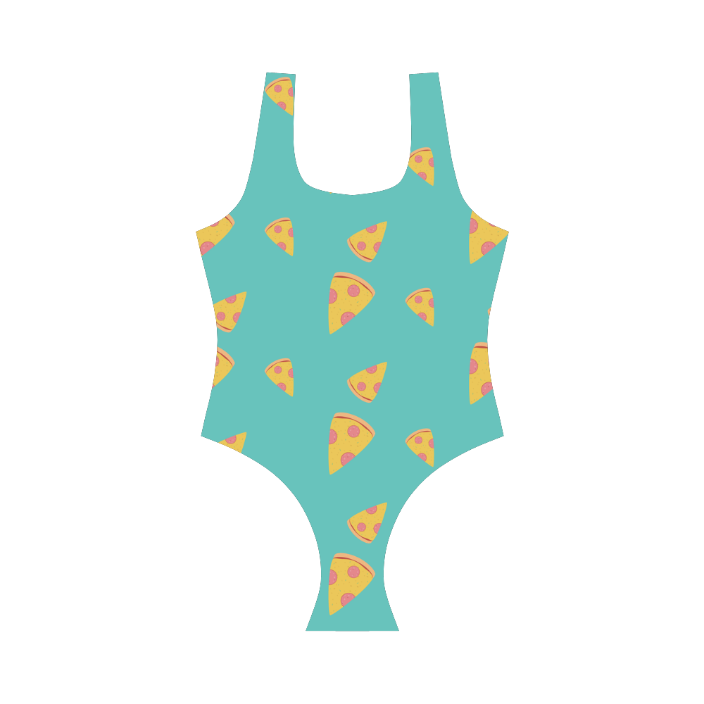 Pizza slices   - pizza and slice Vest One Piece Swimsuit (Model S04)