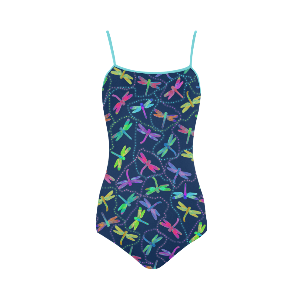 Psychedelic Dragonfly Pattern by ArtformDesigns Strap Swimsuit ( Model S05)