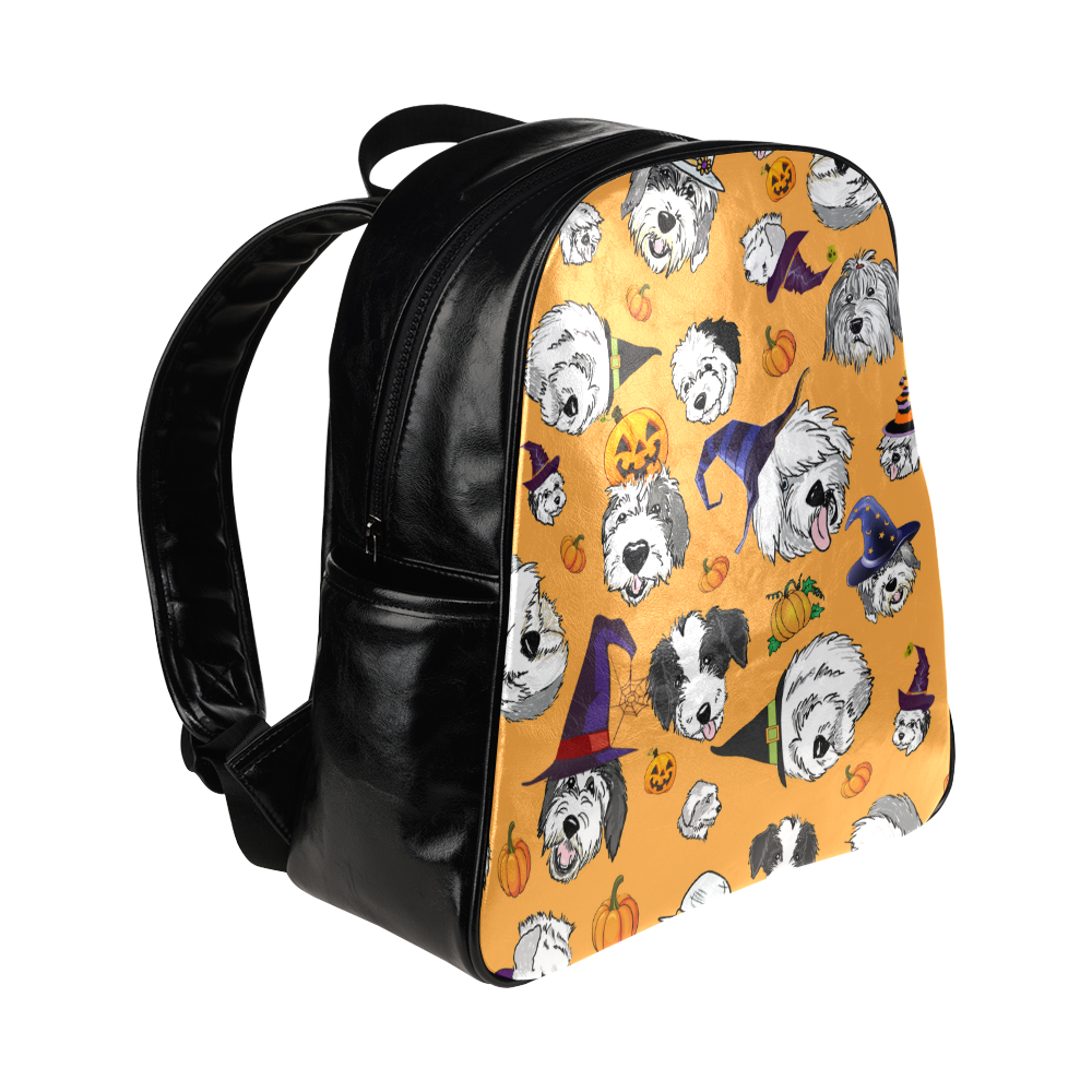 Halloween OES faces Orange Multi-Pockets Backpack (Model 1636)