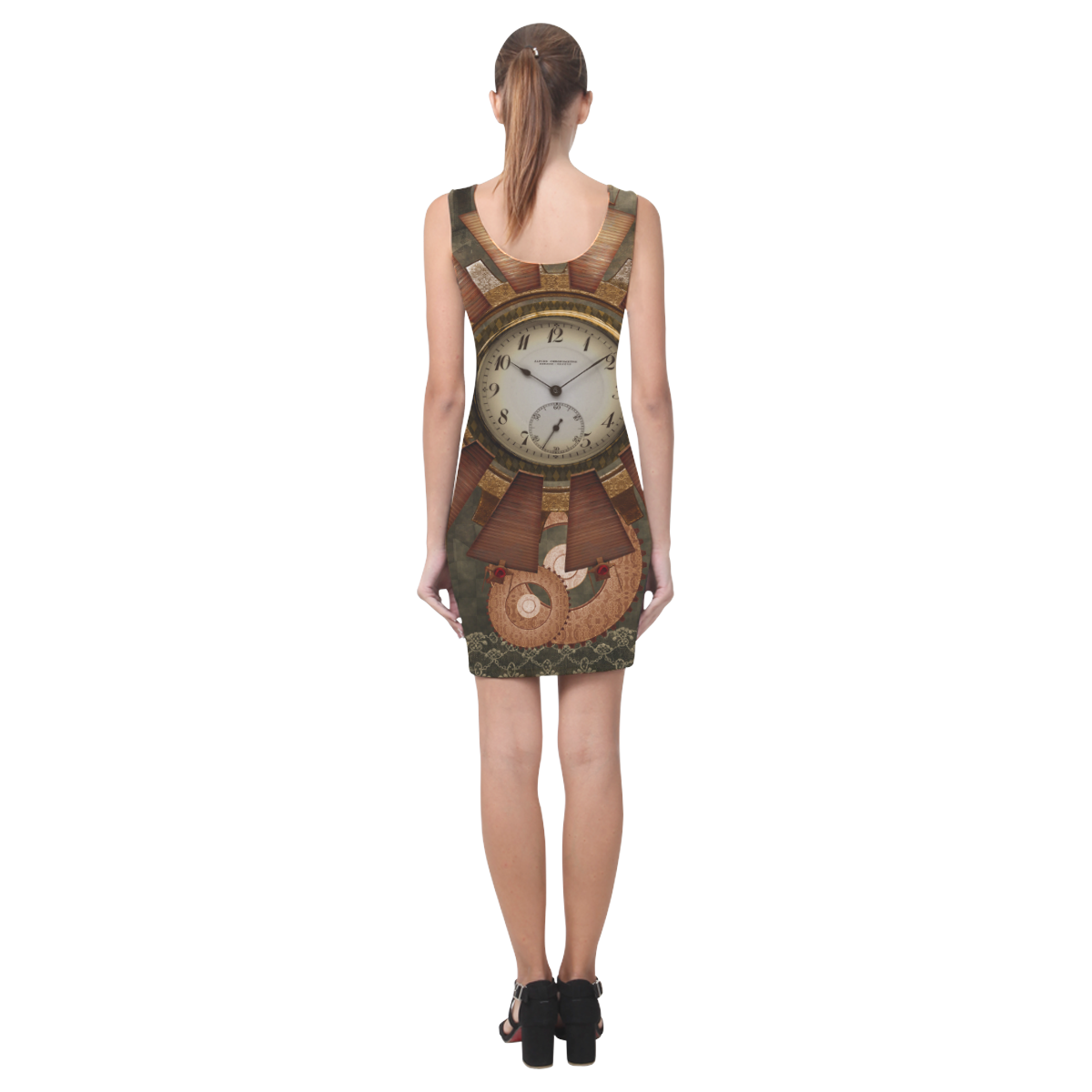 Steampunk, wonderful clocks in noble design Medea Vest Dress (Model D06)