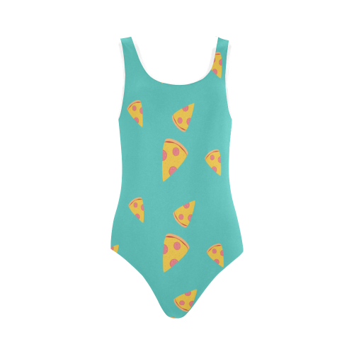 Pizza slices   - pizza and slice Vest One Piece Swimsuit (Model S04)
