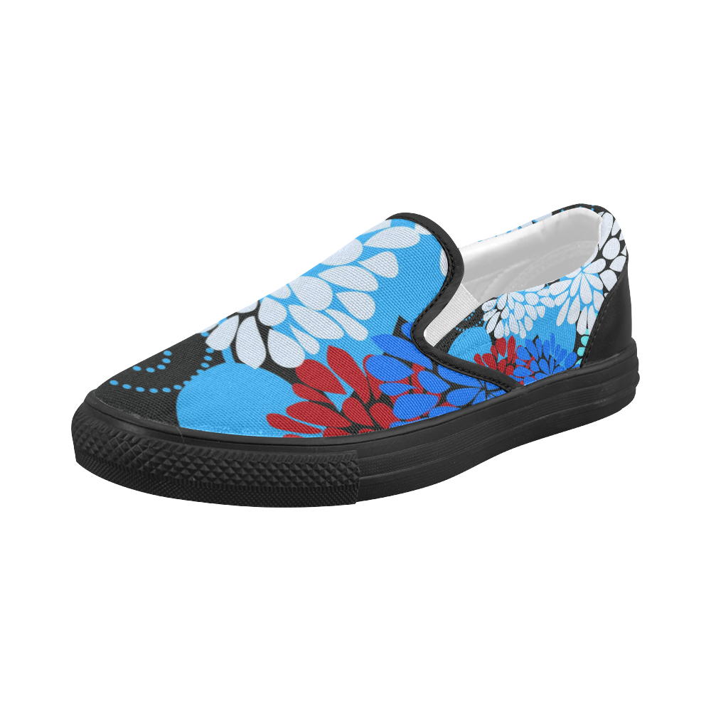 Cute Cool Abstract Winter Flowers Women's Slip-on Canvas Shoes (Model 019)