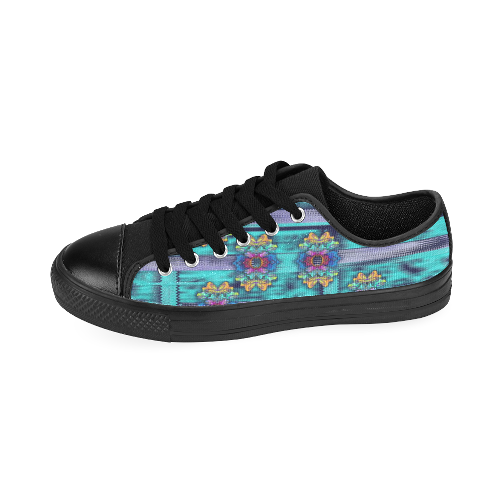 Lace and fantasy rainbow florals landscape Men's Classic Canvas Shoes/Large Size (Model 018)