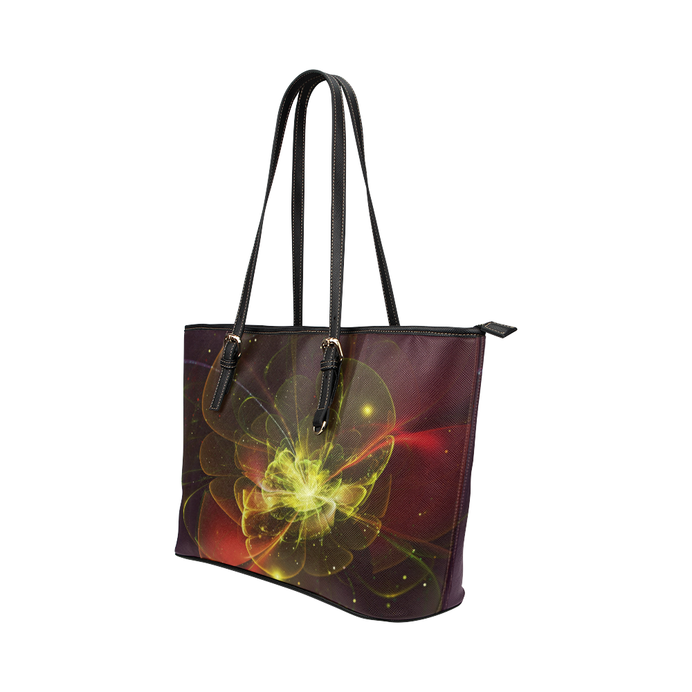 A  wonderful abstract fractal red yellow blossom Leather Tote Bag/Small (Model 1651)
