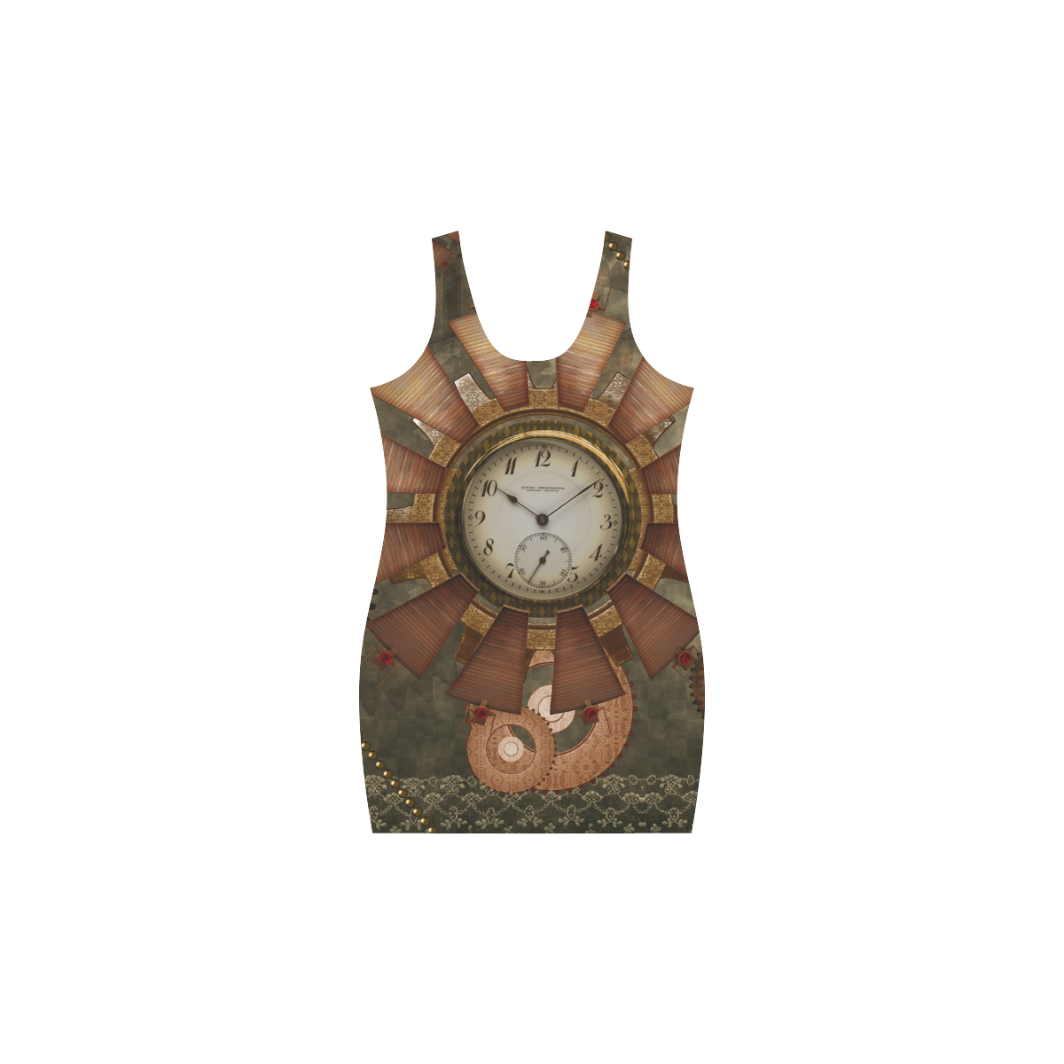 Steampunk, wonderful clocks in noble design Medea Vest Dress (Model D06)