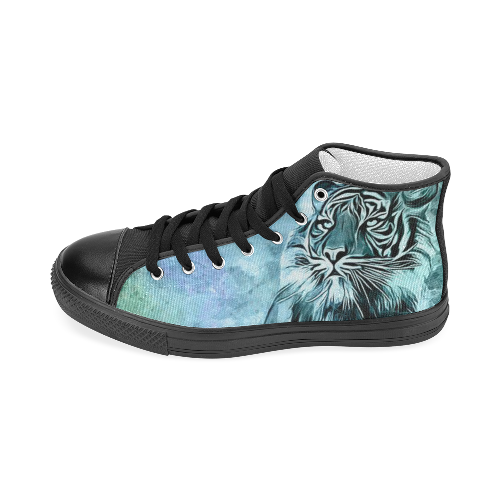 Watercolor Tiger Women's Classic High Top Canvas Shoes (Model 017)