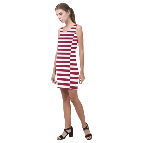 Stripes in Burgundy Medea Vest Dress (Model D06)