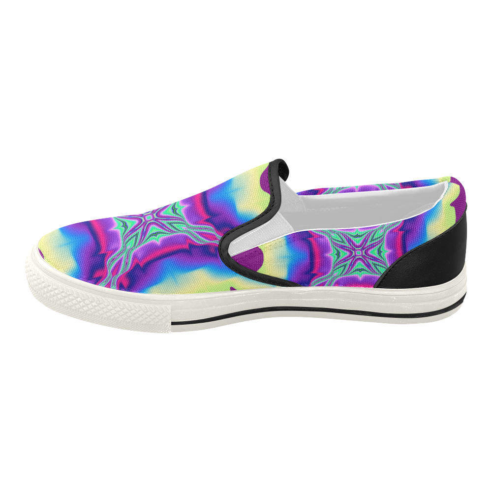 FRACTAL: Bohemian Fire Abstract Women's Slip-on Canvas Shoes (Model 019)